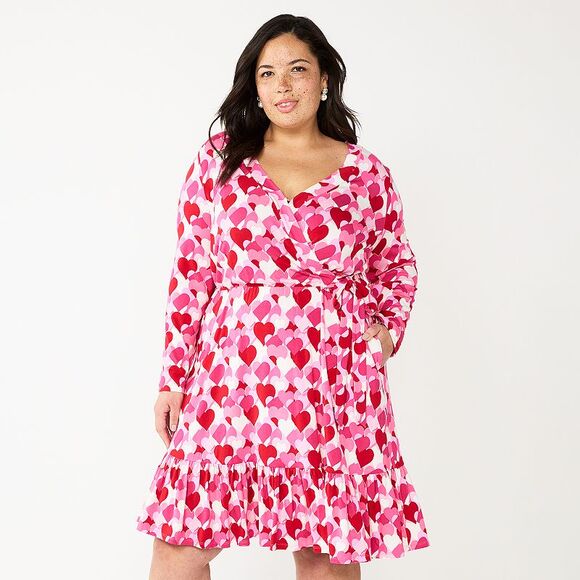 Plus Size DRAPER JAMES Women's Knit Long Sleeve Wrap Dress Size 1X NWT - Picture 1 of 5